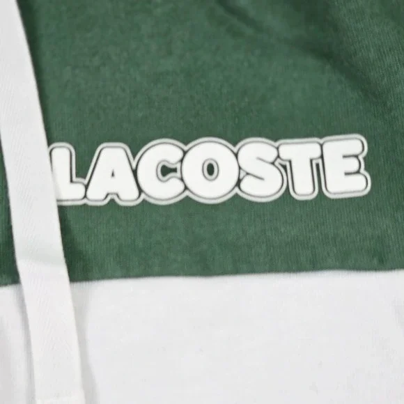 Lacoste Sport Hoodie Mens Medium Green White Navy Full Zip Sweatshirt Jacket - Picture 4 of 10